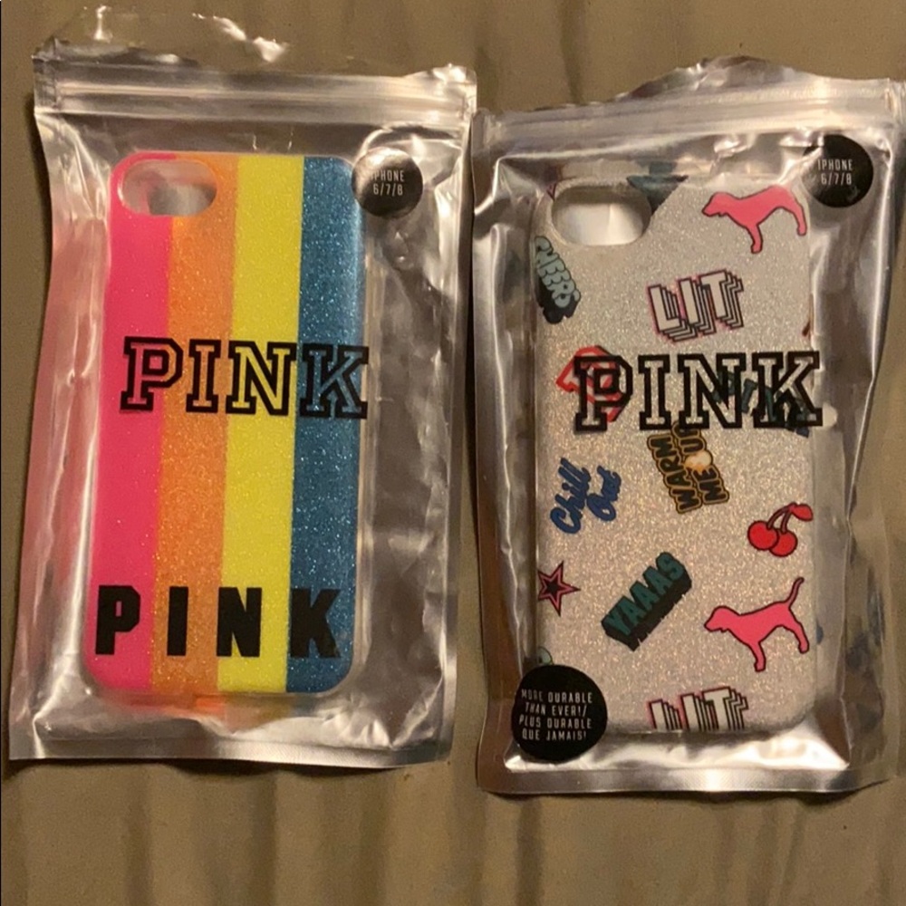 Two iPhone 6/7/8 cases Victoria’s Secret pink